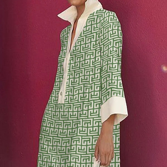 3 quarter sleeve A-line Summer dress - Picture 2 of 4